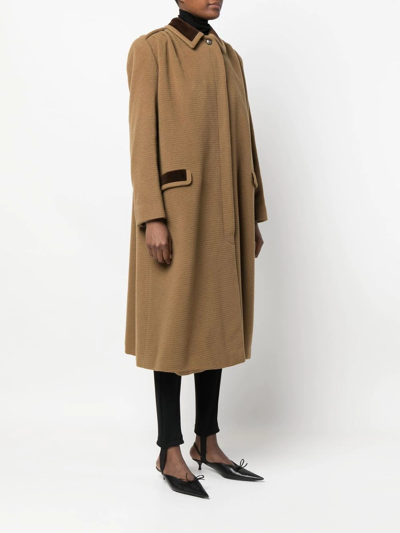 VALENTINO Pre-owned 1980s Gathered Shoulders Military Coat In Brown