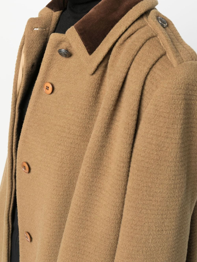 VALENTINO Pre-owned 1980s Gathered Shoulders Military Coat In Brown