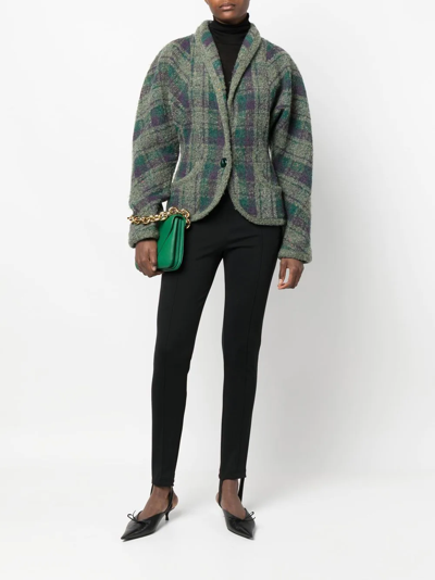 Pre-owned Missoni 1980s Balloon Sleeves Plaid Jacket In Green