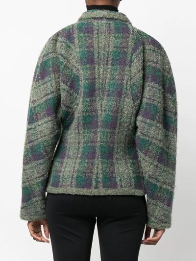 Pre-owned Missoni 1980s Balloon Sleeves Plaid Jacket In Green