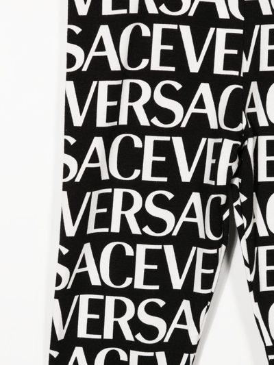 Shop Versace Logo-print Leggings In 黑色