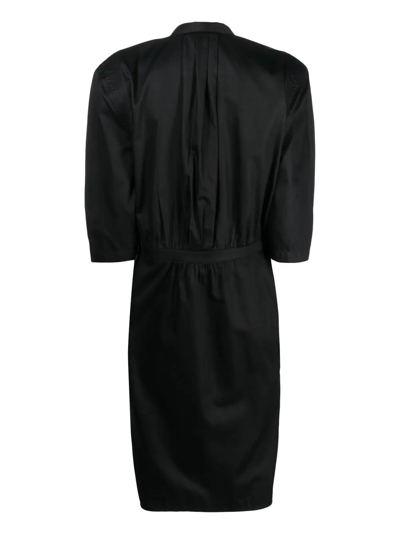 Pre-owned Mugler 1980s Pleat Detailing Buttoned Dress In Black