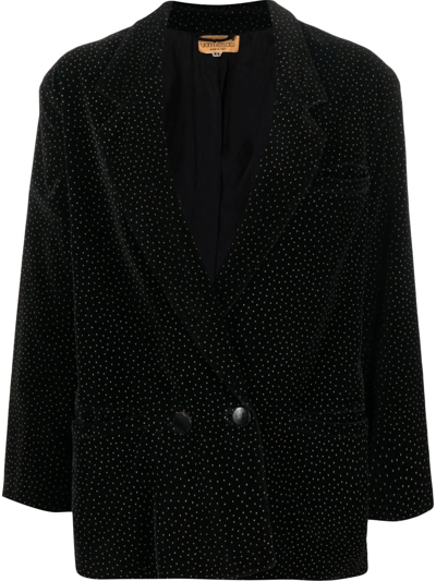 Pre-owned Versace 1970s Polka Dot Double-breasted Jacket In Black