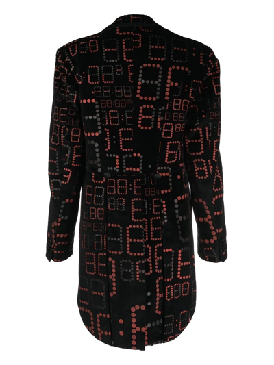 Pre-owned Moschino 2010 Number-print Asymmetric Jacket In Black