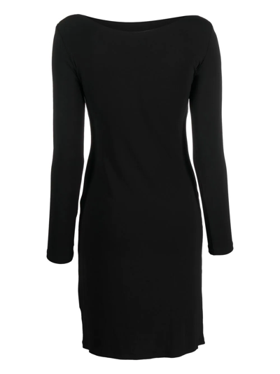 Pre-owned Versace 2000s  V-neck Fitted Dress In Black