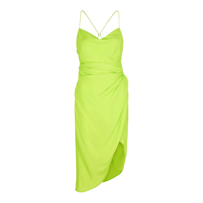 Shop Gauge81 Shiroi Green Ruched Silk Midi Dress