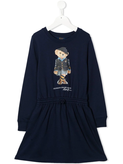 Shop Ralph Lauren Teddy Bear-print Jumper Dress In 蓝色