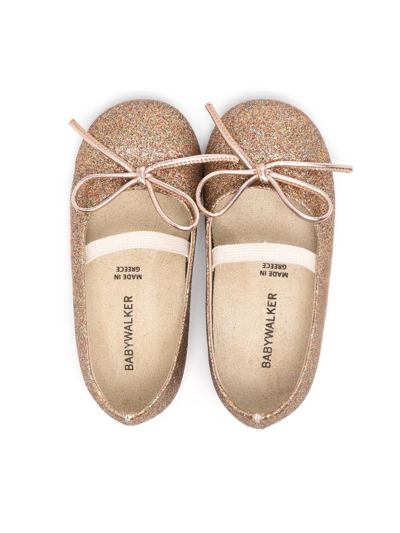 Shop Babywalker Lace-up Glitter Ballerinas In 金色