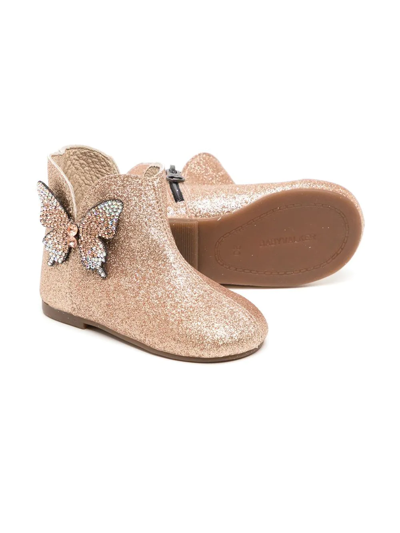 Shop Babywalker Butterfly Glitter Boots In Gold