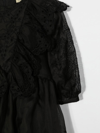 Stella Mccartney Shooting Star Embroidered Silk Dress In Black