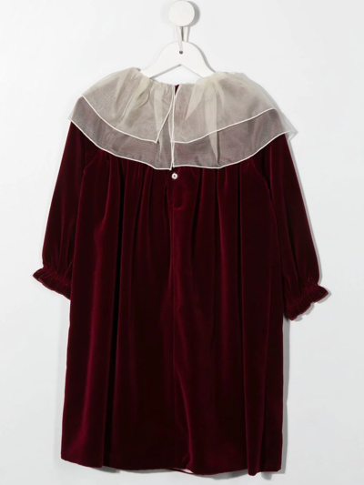 La Stupenderia Velvet-effect Bow-detail Dress In 红色