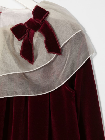 La Stupenderia Velvet-effect Bow-detail Dress In 红色