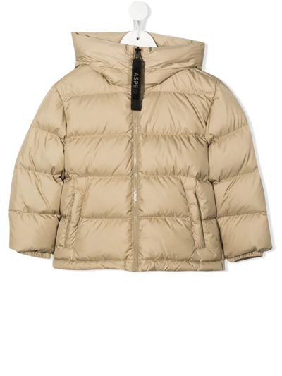 Shop Aspesi Padded Hooded Jacket In 中性色