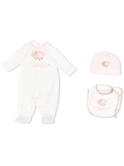 Shop Monnalisa Teddy-bear Print Babygrow In 白色