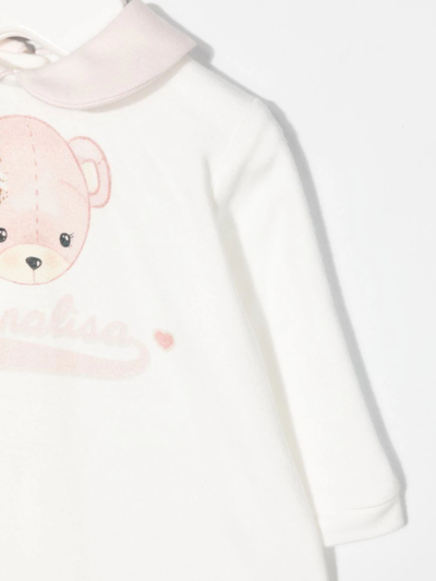 Shop Monnalisa Teddy-bear Print Babygrow In 白色