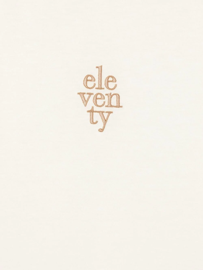 Shop Eleventy Teen Logo-embroidered Long-sleeved T-shirt In 中性色