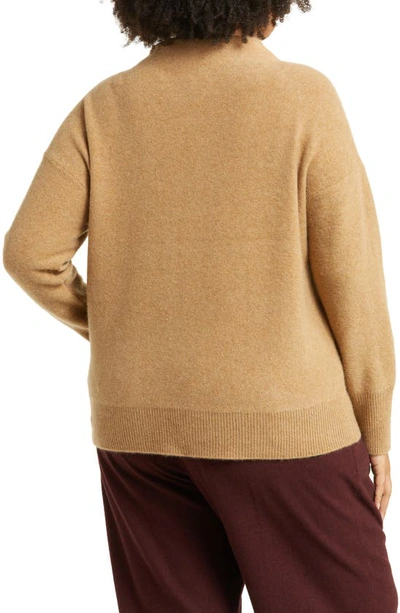 Shop Vince Funnel Neck Cashmere Sweater In H Sand Shell