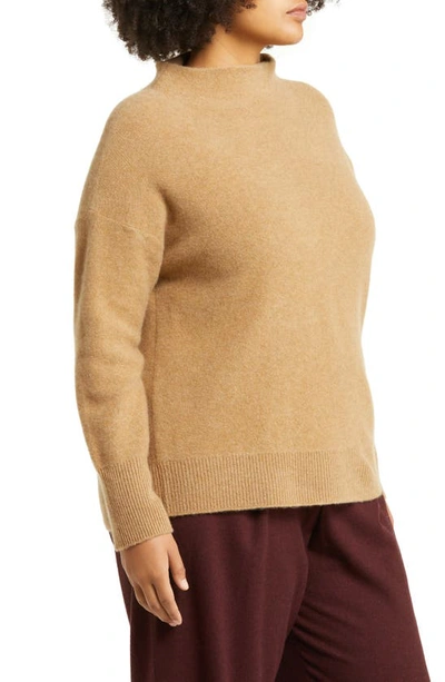 Shop Vince Funnel Neck Cashmere Sweater In H Sand Shell
