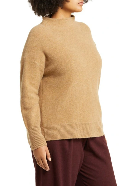 Vince Cashmere Funnel Neck Sweater In H Sand Shell