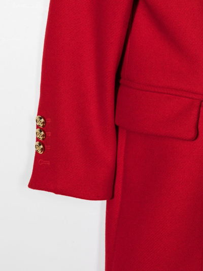 Shop Balmain Paris Kids Coat In Red