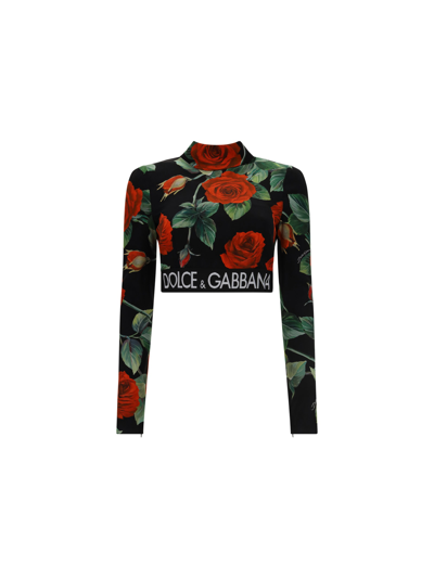 Shop Dolce & Gabbana Top In Rose Fdo Nero