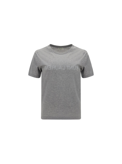 Saint Laurent T-shirt In Gris Chine/gris | ModeSens
