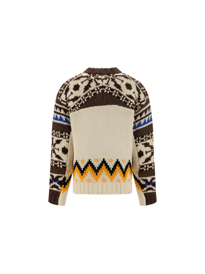 Shop Sacai Nordic Pullover In Brown/off White