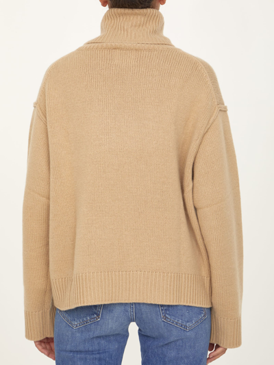 Shop Allude Camel Wool Cashmere Sweater