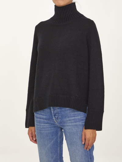 Shop Allude Black Wool Cashmere Sweater