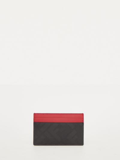 Shop Fendi Ff Leather Cardholder In Black/red
