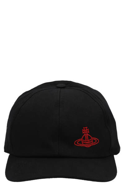 Shop Vivienne Westwood Logo Embroidery Cap In Black