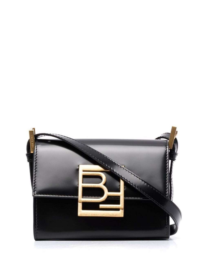 Shop By Far Leather Crossbody Bag With Logo Buckle In Black