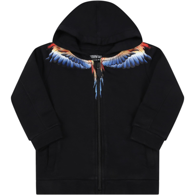 Shop Marcelo Burlon County Of Milan Black Sweatshirt For Baby Boy With Wings