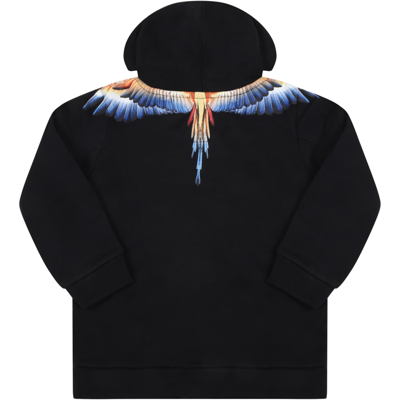 Shop Marcelo Burlon County Of Milan Black Sweatshirt For Baby Boy With Wings