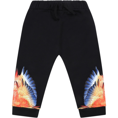 Shop Marcelo Burlon County Of Milan Black Sweatpants For Baby Boy With Wings