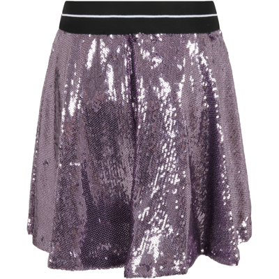 Shop Msgm Purple Skirt For Girl In Violet