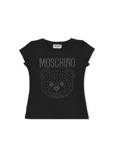 Shop Moschino Teddy Bear T-shirt With Strass In Nero/black