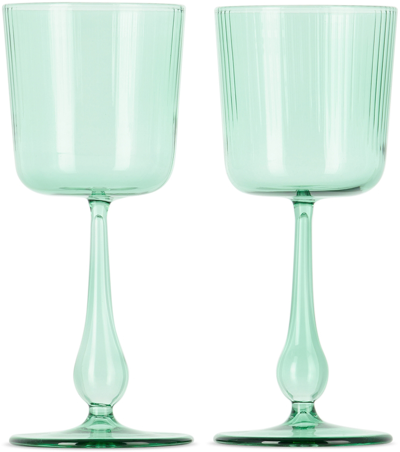 Shop R+d.lab Green Luisa Calice Wine Glass Set In Jade Green