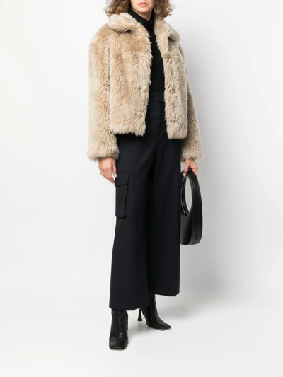 Yves Salomon Meteo Long-haired Wool Coat In Nude