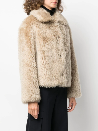Yves Salomon Meteo Long-haired Wool Coat In Nude