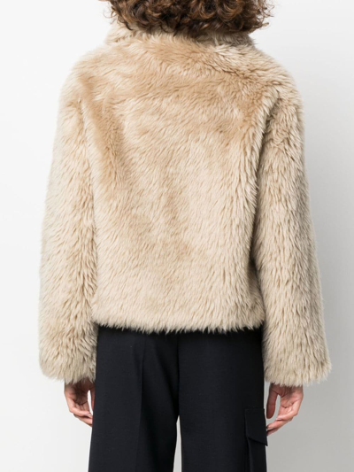 Yves Salomon Meteo Long-haired Wool Coat In Nude