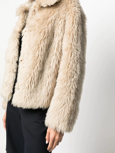 Yves Salomon Meteo Long-haired Wool Coat In Nude