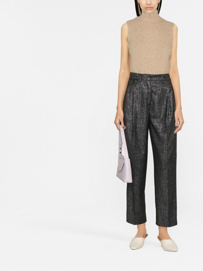 Shop Pinko Melange-effect Tailored Trousers In Schwarz