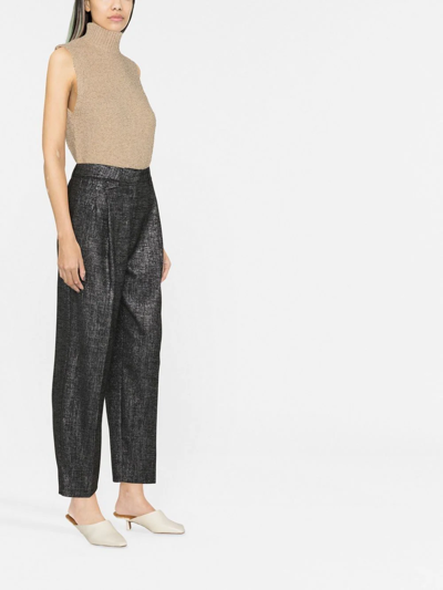 Shop Pinko Melange-effect Tailored Trousers In Schwarz
