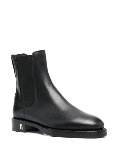 Shop Furla Leather Ankle Boots In Schwarz
