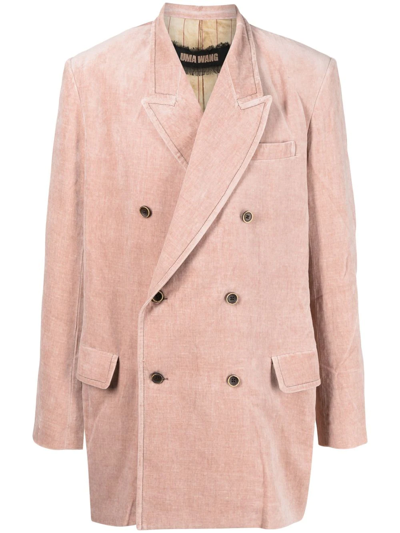 Shop Uma Wang Double-breasted Velvet Blazer In Rosa