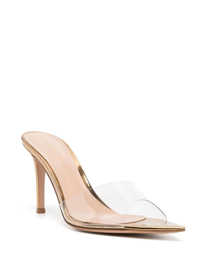 Shop Gianvito Rossi Elle 85mm Transparent Mules In Gold