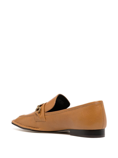 Tory Burch Perrine Leather Medallion Chain Loafers In Braun