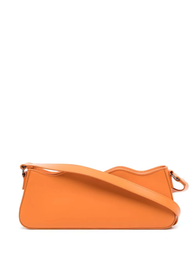 Shop Mach & Mach Scalloped Leather Shoulder Bag In Orange