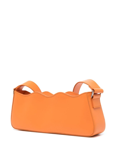 Shop Mach & Mach Scalloped Leather Shoulder Bag In Orange
